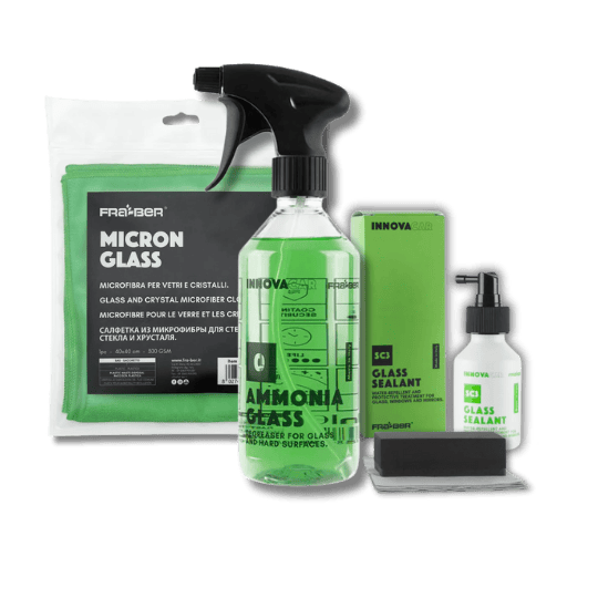 Set mit 0 Ammonia Glass, SC3 Glass Sealant und Micron Glass für klare Autoglasscheiben